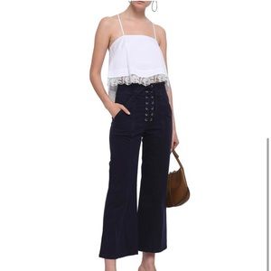 A.L.C. Basset Lace Trim Crop Top in White NWT Size 0